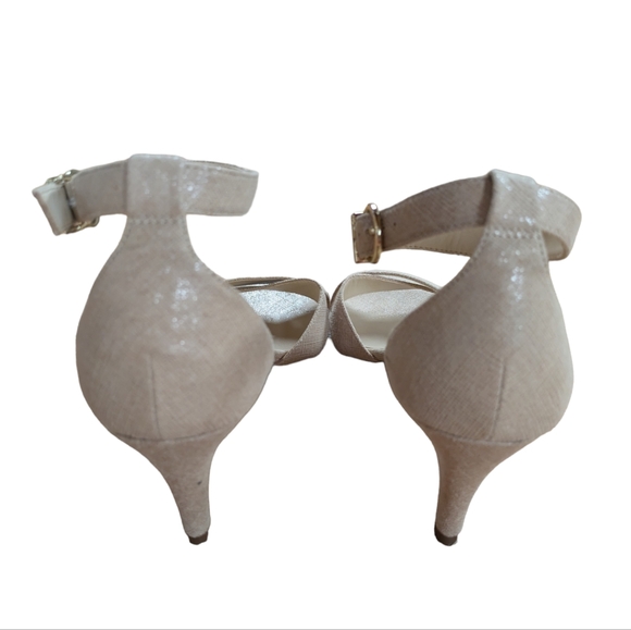 Kelly & Katie Nude Shimmer Ankle Strap Heels Size 8.5 - Picture 4 of 13